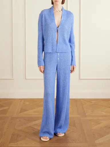 Guest In Residence Everywear Ribbed Cashmere And Linen-blend Wide-leg Pants | Thumbnail 2