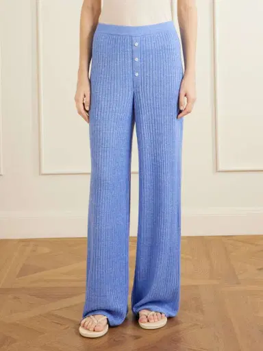 Guest In Residence Everywear Ribbed Cashmere And Linen-blend Wide-leg Pants | Thumbnail 3