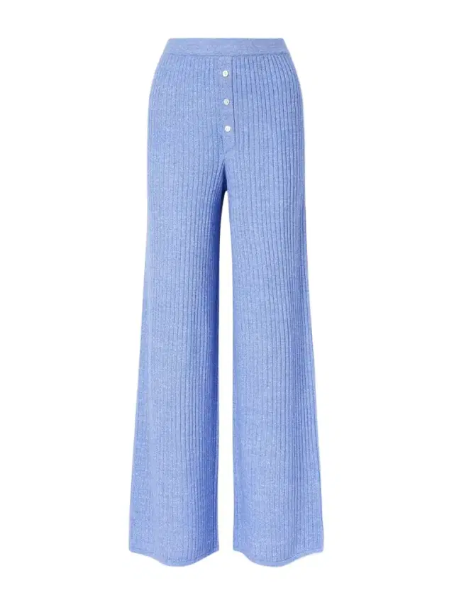 Everywear Ribbed Cashmere And Linen-blend Wide-leg Pants