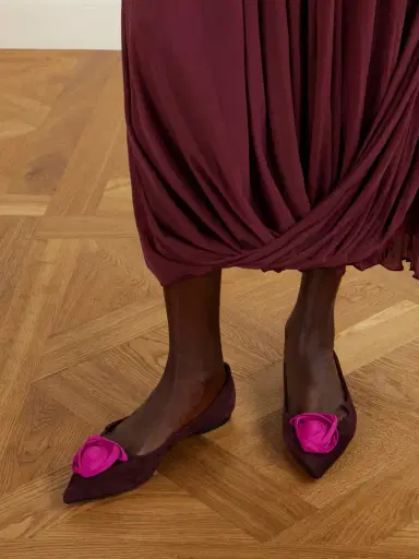 Roger Vivier Rose Ball Embellished Suede Ballet Flats | Thumbnail 2 Roger Vivier Rose Ball Embellished Suede Ballet Flats | Thumbnail 2