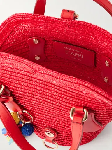 Dolce & Gabbana Coffa Capri Mini Embellished Leather-trimmed Raffia Tote | Thumbnail 6 Dolce & Gabbana Coffa Capri Mini Embellished Leather-trimmed Raffia Tote | Thumbnail 6