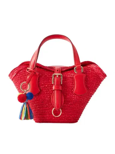 Dolce & Gabbana Coffa Capri Mini Embellished Leather-trimmed Raffia Tote | Thumbnail 1 Dolce & Gabbana Coffa Capri Mini Embellished Leather-trimmed Raffia Tote | Thumbnail 1