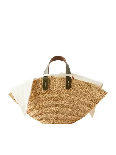 MUUÑ Chantelle Leather-trimmed Raffia Tote | Thumbnail 1 MUUÑ Chantelle Leather-trimmed Raffia Tote | Thumbnail 1