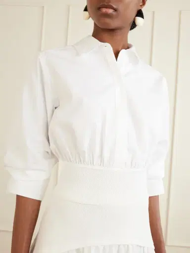 Simkhai Stiles Gathered Cotton-poplin Shirt | Thumbnail 4 Simkhai Stiles Gathered Cotton-poplin Shirt | Thumbnail 4