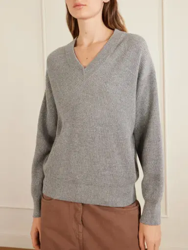 Brunello Cucinelli Ribbed-knit Metallic Cashmere-blend Sweater | Thumbnail 3 Brunello Cucinelli Ribbed-knit Metallic Cashmere-blend Sweater | Thumbnail 3
