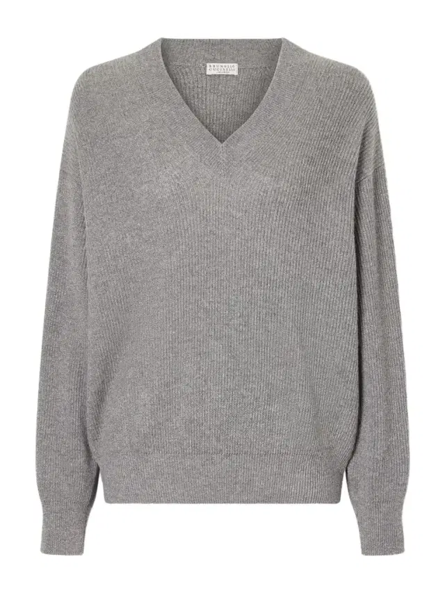Brunello Cucinelli Ribbed-knit Metallic Cashmere-blend Sweater