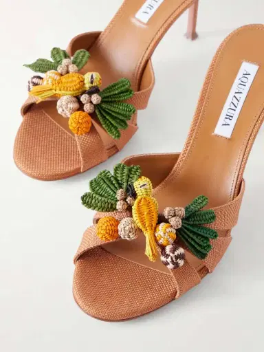 Aquazzura Birdsong 75 Raffia Mules | Thumbnail 5 Aquazzura Birdsong 75 Raffia Mules | Thumbnail 5