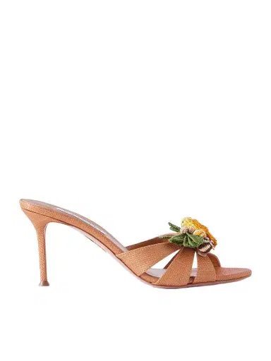Aquazzura Birdsong 75 Raffia Mules | Thumbnail 1 Aquazzura Birdsong 75 Raffia Mules | Thumbnail 1