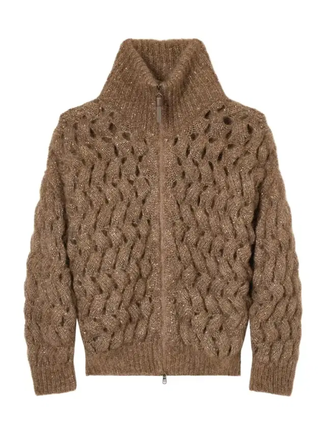 Sequin-embellished Mohair-blend Zip-up Cardigan