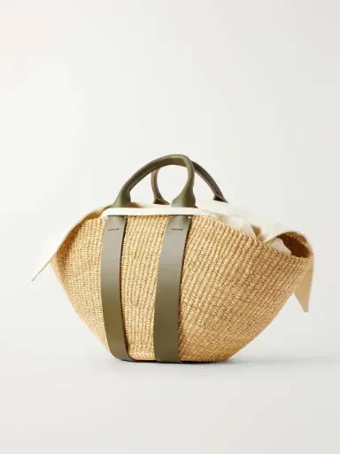 MUUÑ Sophie Leather-trimmed Raffia Tote | Thumbnail 4