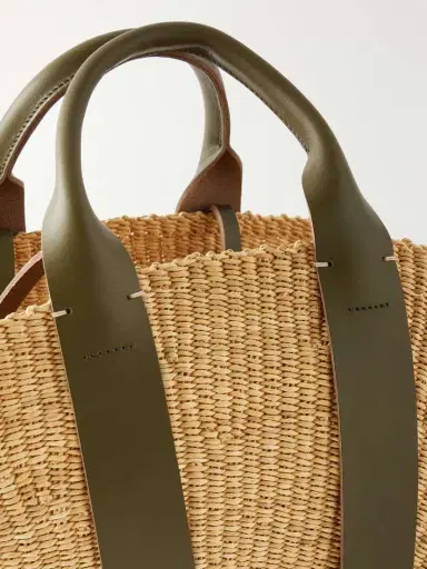 MUUÑ Sophie Leather-trimmed Raffia Tote | Thumbnail 5