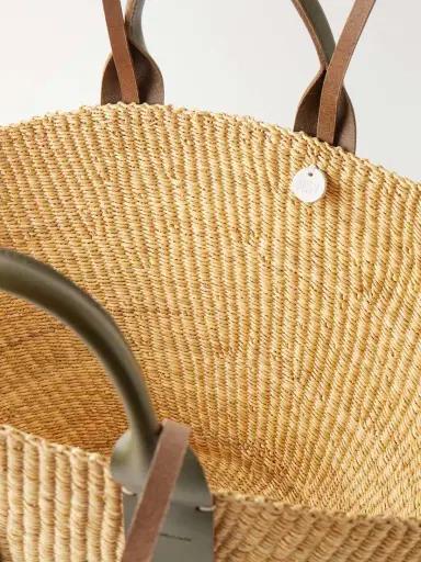 MUUÑ Sophie Leather-trimmed Raffia Tote | Thumbnail 6