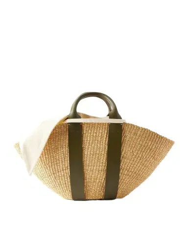 MUUÑ Sophie Leather-trimmed Raffia Tote | Thumbnail 1