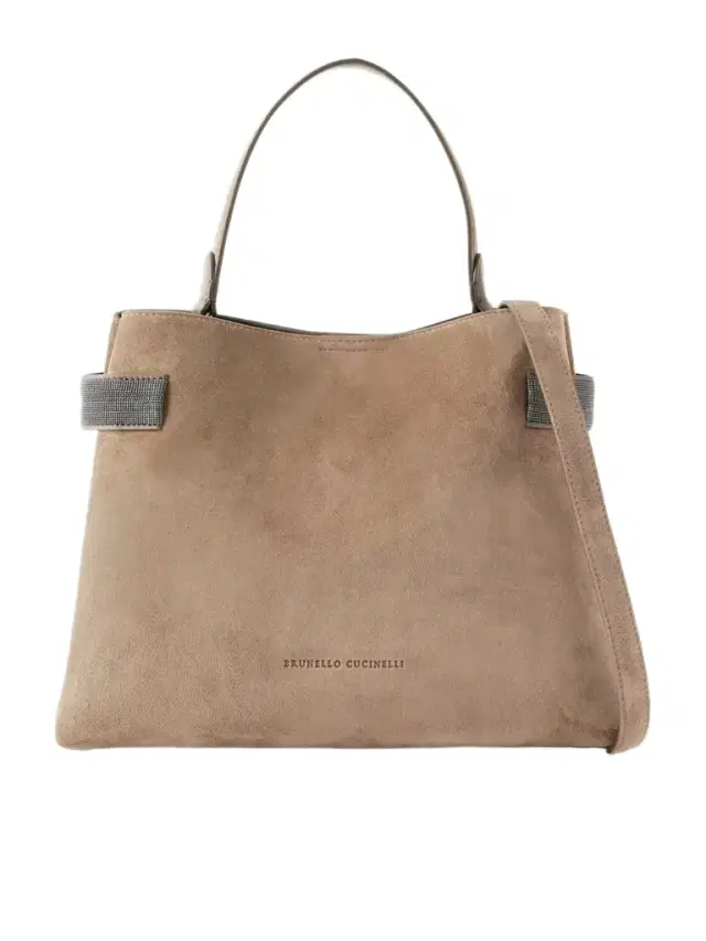 Brunello Cucinelli Bead-embellished Suede Shoulder Bag