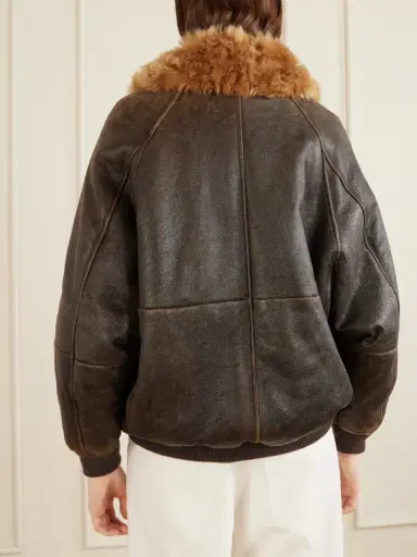 Brunello Cucinelli Shearling-trimmed Leather Jacket | Thumbnail 4