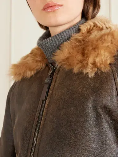 Brunello Cucinelli Shearling-trimmed Leather Jacket | Thumbnail 5