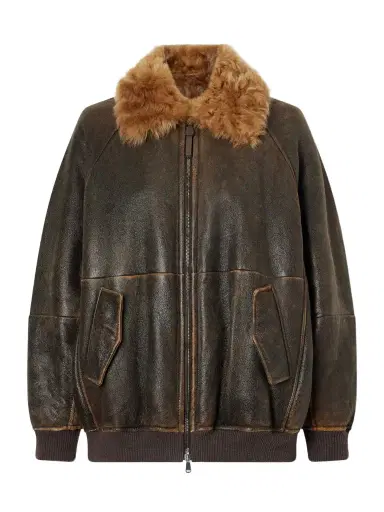 Brunello Cucinelli Shearling-trimmed Leather Jacket | Thumbnail 1