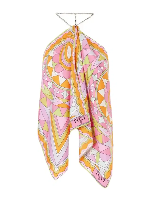 Printed Silk-twill Halterneck Top