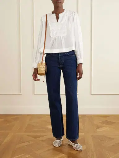 MUUÑ Minette Leather-trimmed Raffia Shoulder Bag | Thumbnail 3 MUUÑ Minette Leather-trimmed Raffia Shoulder Bag | Thumbnail 3