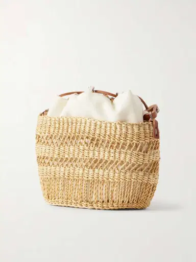 MUUÑ Minette Leather-trimmed Raffia Shoulder Bag | Thumbnail 4 MUUÑ Minette Leather-trimmed Raffia Shoulder Bag | Thumbnail 4