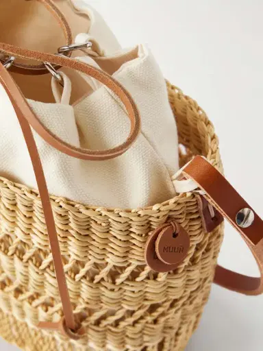 MUUÑ Minette Leather-trimmed Raffia Shoulder Bag | Thumbnail 5 MUUÑ Minette Leather-trimmed Raffia Shoulder Bag | Thumbnail 5