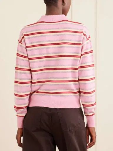 Guest In Residence Collegiate Striped Cashmere Polo Sweater | Thumbnail 3 Guest In Residence Collegiate Striped Cashmere Polo Sweater | Thumbnail 3