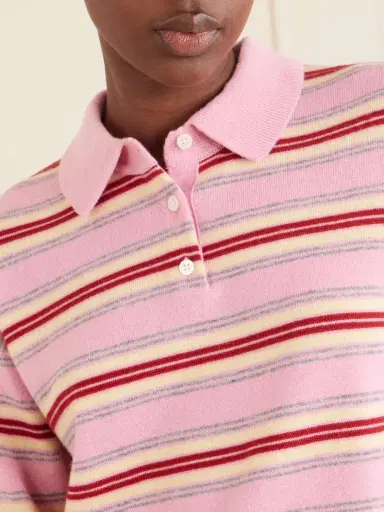 Guest In Residence Collegiate Striped Cashmere Polo Sweater | Thumbnail 4 Guest In Residence Collegiate Striped Cashmere Polo Sweater | Thumbnail 4