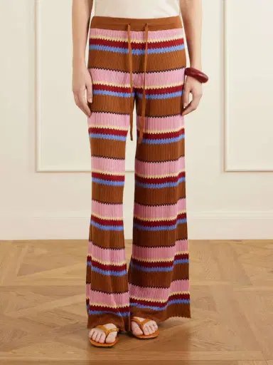 Guest In Residence Palazzo Striped Ribbed Silk And Linen-blend Wide-leg Pants | Thumbnail 3 Guest In Residence Palazzo Striped Ribbed Silk And Linen-blend Wide-leg Pants | Thumbnail 3