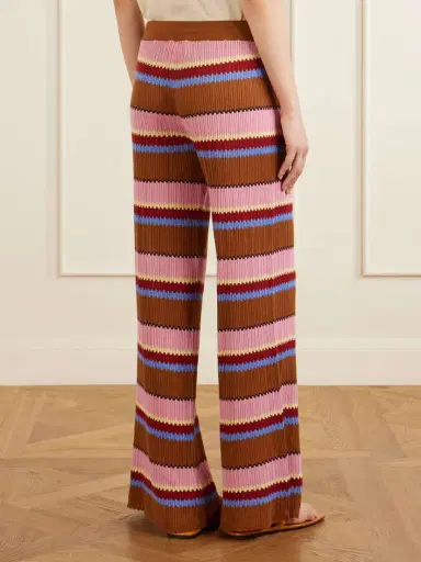 Guest In Residence Palazzo Striped Ribbed Silk And Linen-blend Wide-leg Pants | Thumbnail 4 Guest In Residence Palazzo Striped Ribbed Silk And Linen-blend Wide-leg Pants | Thumbnail 4
