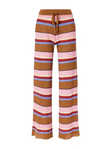 Guest In Residence Palazzo Striped Ribbed Silk And Linen-blend Wide-leg Pants | Thumbnail 1 Guest In Residence Palazzo Striped Ribbed Silk And Linen-blend Wide-leg Pants | Thumbnail 1