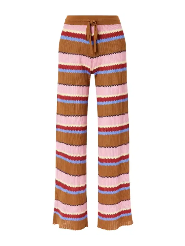 Guest In Residence Palazzo Striped Ribbed Silk And Linen-blend Wide-leg Pants