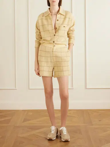 Guest In Residence Checked Knitted Cashmere And Linen-blend Shorts | Thumbnail 2 Guest In Residence Checked Knitted Cashmere And Linen-blend Shorts | Thumbnail 2