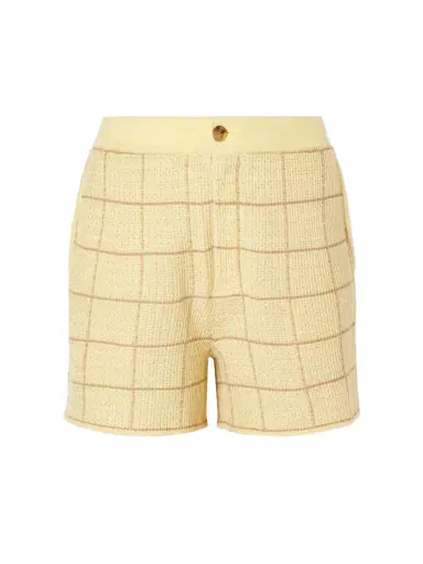 Guest In Residence Checked Knitted Cashmere And Linen-blend Shorts | Thumbnail 1 Guest In Residence Checked Knitted Cashmere And Linen-blend Shorts | Thumbnail 1