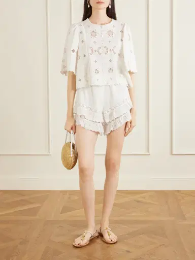Sea Gardener Broderie Anglaise Cotton And Linen-blend Blouse | Thumbnail 2 Sea Gardener Broderie Anglaise Cotton And Linen-blend Blouse | Thumbnail 2