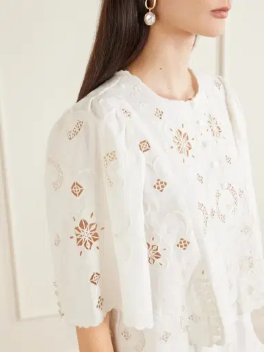 Sea Gardener Broderie Anglaise Cotton And Linen-blend Blouse | Thumbnail 4 Sea Gardener Broderie Anglaise Cotton And Linen-blend Blouse | Thumbnail 4