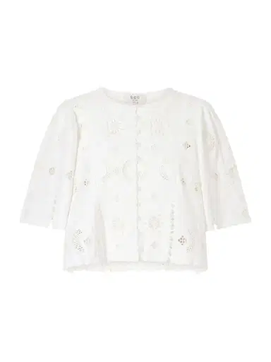 Sea Gardener Broderie Anglaise Cotton And Linen-blend Blouse | Thumbnail 1 Sea Gardener Broderie Anglaise Cotton And Linen-blend Blouse | Thumbnail 1