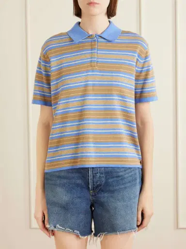 Guest In Residence Striped Cotton And Cashmere-blend Polo T-shirt | Thumbnail 3