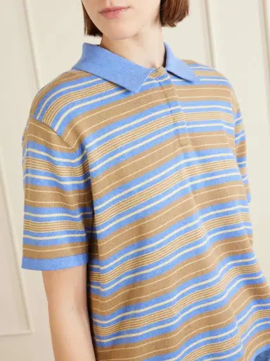 Guest In Residence Striped Cotton And Cashmere-blend Polo T-shirt | Thumbnail 5