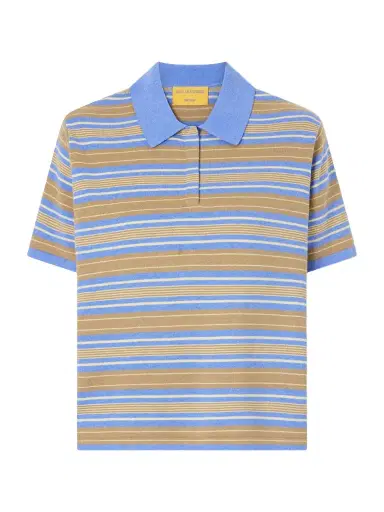 Guest In Residence Striped Cotton And Cashmere-blend Polo T-shirt | Thumbnail 1