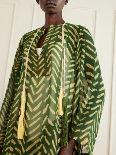 Johanna Ortiz Refugio De Sol Tasseled Printed Recycled Georgette Coverup | Thumbnail 4 Johanna Ortiz Refugio De Sol Tasseled Printed Recycled Georgette Coverup | Thumbnail 4