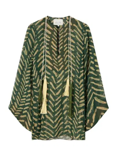 Johanna Ortiz Refugio De Sol Tasseled Printed Recycled Georgette Coverup | Thumbnail 1 Johanna Ortiz Refugio De Sol Tasseled Printed Recycled Georgette Coverup | Thumbnail 1