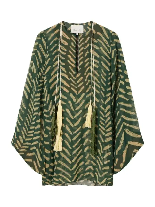 Refugio De Sol Tasseled Printed Recycled Georgette Coverup