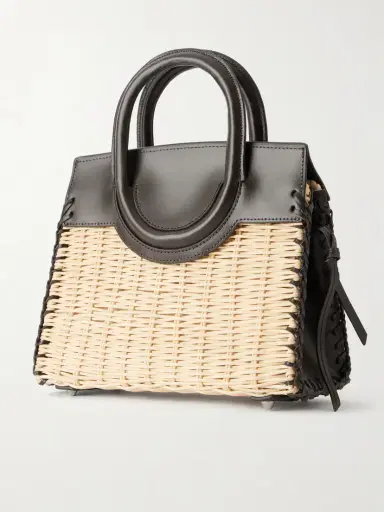 Staud Maude Mini Leather-trimmed Raffia Tote | Thumbnail 4 Staud Maude Mini Leather-trimmed Raffia Tote | Thumbnail 4