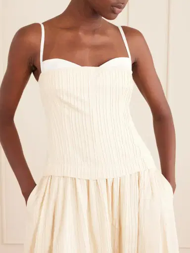 Simkhai Quinlin Striped Satin Bustier Midi Dress | Thumbnail 4 Simkhai Quinlin Striped Satin Bustier Midi Dress | Thumbnail 4
