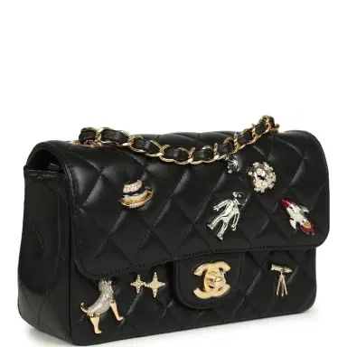Chanel Chanel Mini Classic "Space Charms" Rectangular Flap Bag Black Lambskin Gold Hardware | Thumbnail 2 Chanel Chanel Mini Classic "Space Charms" Rectangular Flap Bag Black Lambskin Gold Hardware | Thumbnail 2