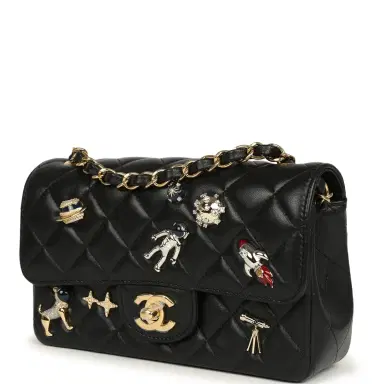 Chanel Chanel Mini Classic "Space Charms" Rectangular Flap Bag Black Lambskin Gold Hardware | Thumbnail 5 Chanel Chanel Mini Classic "Space Charms" Rectangular Flap Bag Black Lambskin Gold Hardware | Thumbnail 5