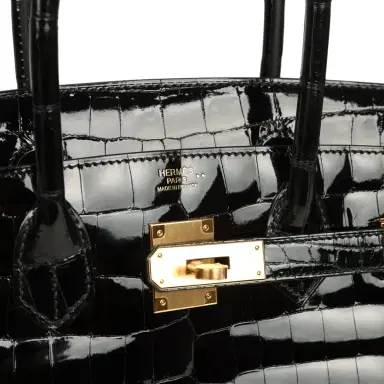 HERMÈS Hermes Birkin 30 Black Shiny Crocodile Niloticus Gold Hardware | Thumbnail 7 HERMÈS Hermes Birkin 30 Black Shiny Crocodile Niloticus Gold Hardware | Thumbnail 7