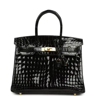 HERMÈS Hermes Birkin 30 Black Shiny Crocodile Niloticus Gold Hardware | Thumbnail 1 HERMÈS Hermes Birkin 30 Black Shiny Crocodile Niloticus Gold Hardware | Thumbnail 1