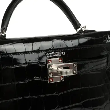 HERMÈS Hermes Kelly Sellier 20 Black Shiny Alligator Palladium Hardware | Thumbnail 7 HERMÈS Hermes Kelly Sellier 20 Black Shiny Alligator Palladium Hardware | Thumbnail 7