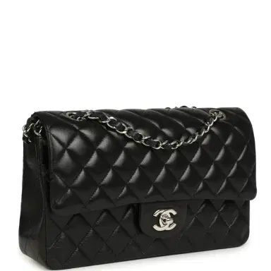 Chanel Pre-owned Chanel Medium Classic Double Flap Black Caviar Silver Hardware | Thumbnail 2